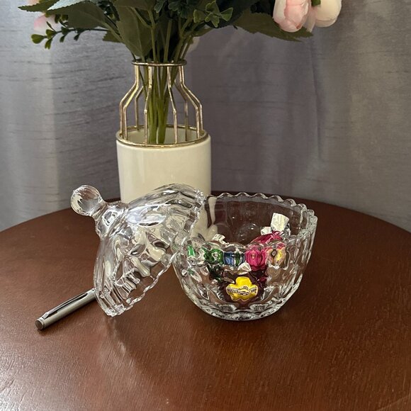 Glass Candy Dish with Cover Ideal Gift 5.5" tall - Picture 3 of 4
